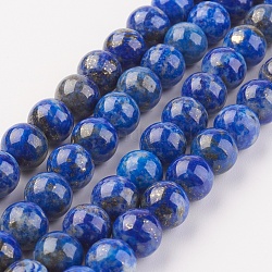 Natürlicher Lapislazuli Perlenstränge, Runde, 8 mm, Bohrung: 1 mm, ca. 45 Stk. / Strang, 15 Zoll (38.1 cm)