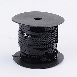 Rotoli di plastica paillette / paillettes, ab colore, nero, 6mm