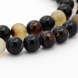 Agate noire teints chapelets de perles rondes, 8mm, Trou: 1mm, Environ 49 pcs/chapelet, 15.7 pouce