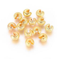 Латуни обжимной шарики охватывает, без никеля , золотые, 4 мм диаметром, толстый 3 мм , отверстие : 2 мм