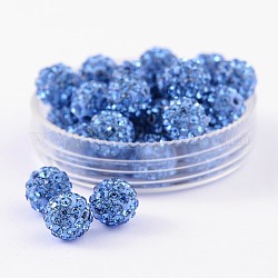 Perline palla di disco, Perline strass polimero argilla, grado a, tondo, zaffiro chiaro, PP12 (1.8~1.9mm), 8mm, Foro: 1 mm