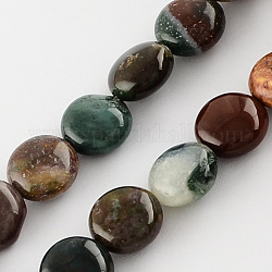 Natural Indian Agate Stone Bead Strands, Flat Round, 10x5mm, Hole: 1mm, about 40pcs/strand, 15.7 inch