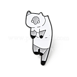 Broche en émail de chat de dessin animé, insigne en alliage plaqué or clair pour vêtements de sac à dos, blanc, 28x15x1.3mm