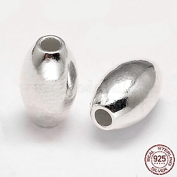 Овальные серебряные шарики 925 стерлингов, серебряные, 10x6 мм, отверстие : 2 мм, Около 35 шт / 20 г