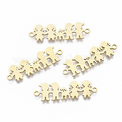 201 Stainless Steel Links connectors, Laser Cut, Girl with Boy and Dog, Golden, 10x32x1mm, Hole: 1.5mm