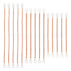 Gomakerer 15 Stück flaches, kupfergeflochtenes Kfz-Erdungsband in 3 Größen mit Ösen, Roségold, 203~305x13x2 mm, 5pcs / Größe