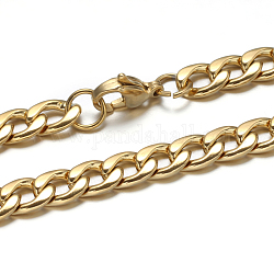 Cuban Link colliers et bracelets de la chaîne des ensembles de bijoux en acier inoxydable 304, avec fermoir pince de homard, or, 23.6 pouce (599 mm), 210x5 mm (8-1/2 pouces x 1/4 pouces)