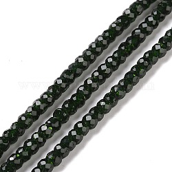 Chapelets de perles en pierre d'or verte synthétique, facette, rondelle, 3x2mm, Trou: 0.6mm, Environ 166 pcs/chapelet, 14.92'' (37.9 cm)