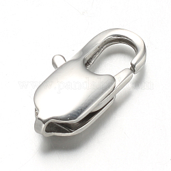 304 Stainless Steel Lobster Claw Clasps, Stainless Steel Color, 18x9x4mm, Hole: 1x1.5mm