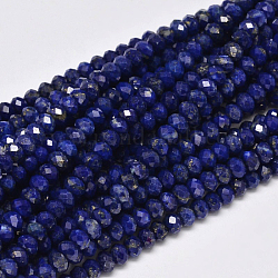 Faceted Rondelle Natural Lapis Lazuli Bead Strands, 3x2mm, Hole: 1mm, about 187pcs/strand, 15.5 inch