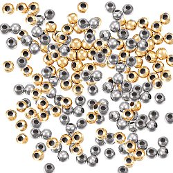 Perles en 304 acier inoxydable avec placage sous vide, ronde, couleur mixte, 4mm, Trou: 1.5mm, 200 pcs / boîte