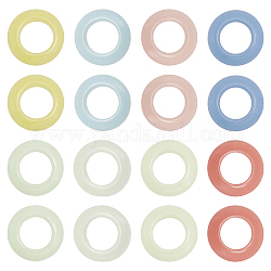 Chgcraft 16шт 8 цвета синтетические светящиеся каменные подвески, светится в темноте, пончики, окрашенные, разноцветные, 20x5 мм, отверстие : 14.2 мм, 2 шт / цвет