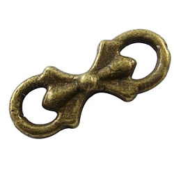 Bowknot-Linksverbinder im tibetischen Stil, Cadmiumfrei und Nickel frei und Bleifrei, Antik Bronze, 16 mm lang, 6 mm breit, 3.5 mm dicken Loch: 2 mm