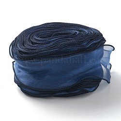 Nastro di organza, nastro di chiffon trasparente cablato, per il confezionamento di pacchi, accessori per clip con fiocco per capelli, blu di Prussia, 2-1/8 pollice (55 mm), circa 37.18~38.28 iarde (34~35 m)/borsa