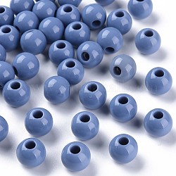 Abalorios acrílicos opacos, redondo, acero azul, 11.5x10.5mm, agujero: 4 mm, aproximamente 566 unidades / 500 g