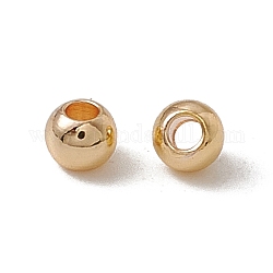 Perles en laiton, Plaqué longue durée, ronde, véritable 18k plaqué or, 3x2.5mm, Trou: 1.2mm