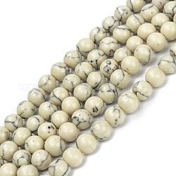 Kunsttürkisfarbenen Perlen Stränge, gefärbt und erhitzt, Runde, 8 mm, Bohrung: 1.4 mm, ca. 52 Stk. / Strang, 15.75 Zoll (40 cm)