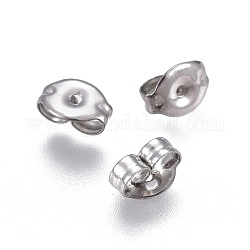 304 Stainless Steel Ear Nuts, Earring Backs, Stainless Steel Color, 6x4.5x3mm, Hole: 0.8mm