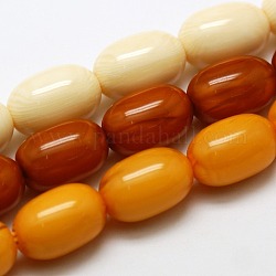 Buddhist Jewelry Beaded Findings Resin Barrel Bead Strands, Mixed Color, 12x8mm, Hole: 1mm, about 34pcs/strand, 15.35inch