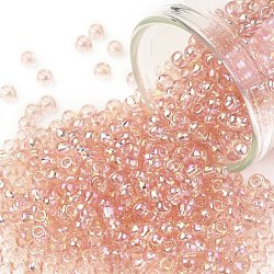 Toho perles de rocaille rondes, Perles de rocaille japonais, (169) transparent ab rosaline, 8/0, 3mm, Trou: 1mm, environ 1110 pcs/50 g