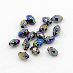 Plating Plastic Acrylic Faceted Oval Beads, Multi-color Plated, 6x4mm, Hole: 1mm, about 11250pcs/pound