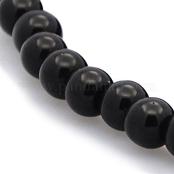 Chapelets de perles en verre rondes, noir, 4mm, Trou: 1mm, Environ 105 pcs/chapelet, 15.7 pouce
