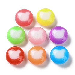 Perle acriliche opache bicolore, jelly imitato, rotondo e piatto, 17.5x10mm, Foro: 2.8 mm, circa 357pcs/500g