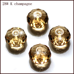 Imitazione branelli di cristallo austriaco, grado aaa, sfaccettato, rondelle, oro, 8x5.5mm, Foro: 0.9~1 mm