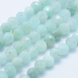 Chapelets de perles en amazonite naturelle, facette, ronde, AA grade, 4mm, Trou: 1mm, Environ 95 pcs/chapelet, 15.35 pouce (39 cm)