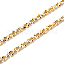 Brass Link Chains, U Shape, Unwelded, Light Gold, 9.5x5x2mm