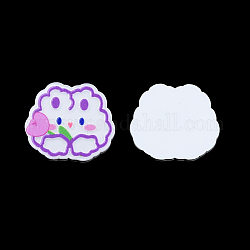 Акриловые кабошоны с принтом, кошка, средне фиолетовый, 25x29x2 мм