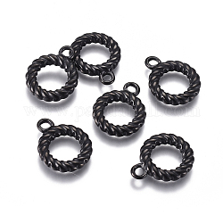 304 Kippverschlussteile aus Edelstahl, Ring, Elektrophorese schwarz, 19x15x3 mm, Bohrung: 2.5 mm, Innendurchmesser: 9 mm