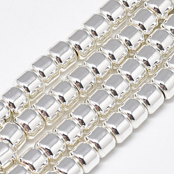 Electroplate Non-magnetic Synthetic Hematite Beads Strands, Column, Silver Plated, 6x5mm, Hole: 2.5mm, about 82pcs/strand, 15.7 inch
