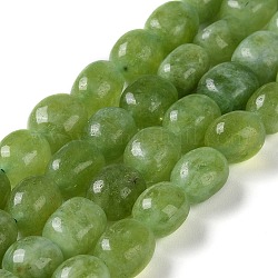 Chapelets de perles en jade de malaisie naturelle, facette, ovale, teint et chauffé, vert olive, 10.5~13x8.5~10x7~10mm, Trou: 1.2mm, Environ 31~32 pcs/chapelet, 14.57''~15.16'' (37~38.5 cm)