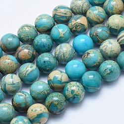 Natürliche Aqua Terra Jaspis Perlen Stränge, gefärbt, Runde, 12 mm, Bohrung: 1 mm, ca. 32~34 Stk. / Strang, 15.7 Zoll (40 cm)