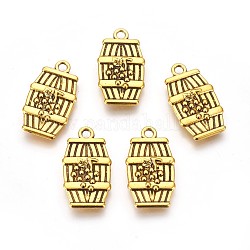 Tibetan Style Alloy Pendants, Lead Free, Cadmium Free and Nickel Free, Drum, Antique Golden Color, 26x15x4mm, Hole: 1.5mm