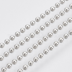 Brass Ball Chains, Long-Lasting Plated, Soldered, with Spool, Cadmium Free & Nickel Free & Lead Free, Platinum, 2mm