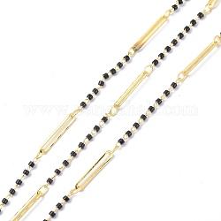 Glass & Brass Handmade Beaded Chains, Long-Lasting Plated, Soldered, with Spool, Golden, 2~15x1.5~2.5x1~1.5mm, about 10.93 yards(10m)/roll