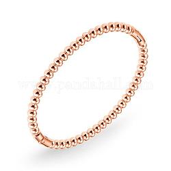 304 brazalete con bisagras y cuentas redondas de acero inoxidable, oro rosa, diámetro interior: 1-3/4x2-1/4 pulgada (4.6~5.55 cm)