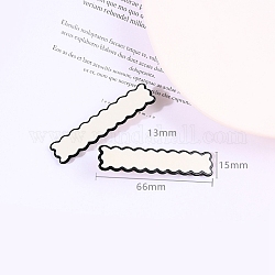 Resin Alligator Hair Clips, with Iron Clip, for Women and Girls, Waved Rectangle, White, 66x15x13mm