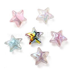Perlas de acrílico transparentes iridiscentes arco iris chapado uv, dos tonos, estrella, color mezclado, 15.5~16x16.5x9.5mm, agujero: 2.6 mm