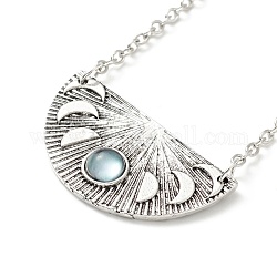 Alloy Moon Phase Pendant Necklace with Resin Beaded, Gothic Jewelry for Men Women, Antique Silver & Platinum, 18.31 inch(46.5cm)