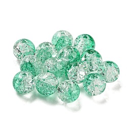 Peinture en aérosol transparente perles de verre craquelées, ronde, vert printemps moyen, 8mm, Trou: 1.6mm, 300 pcs /sachet 