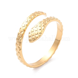 Placcatura ionica (ip) 304 anello per polsino aperto con serpente avvolgente in acciaio inossidabile per donna, oro, diametro interno: 17.3mm