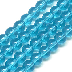 Transparent Glass Beads Strands, Round, Dodger Blue, 10mm, Hole: 1mm, about 14 inch/strand, about 33pcs/strand