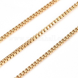 3.28 Feet 304 Stainless Steel Box Chains, Venetian Chains, Unwelded, Golden, 1.5x1.5x1.5mm