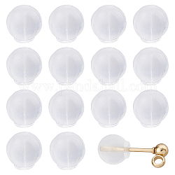 SUPERFINDINGS 120Pcs Plastic Full-covered Ear Nuts, Round, Clear, 6x6x6.5mm, Hole: 0.8mm