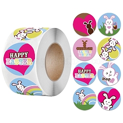 8 узор, круглые точечные пасхальные бумажные самоклеящиеся наклейки на пасхальное яйцо с кроликом, для запечатывания подарка, декора, разноцветные, наклейка: 25 мм, 500шт / рулон