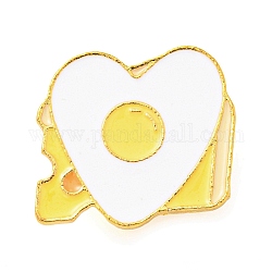 Pin esmaltado con tema de comida, broche de aleación dorada para ropa de mochila, huevo frito, amarillo, 20x22x1.5mm