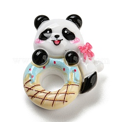 Cabochons décodés en résine opaque thème panda, nourriture imitation, panda avec beignet, blé, 28x23x8.5mm